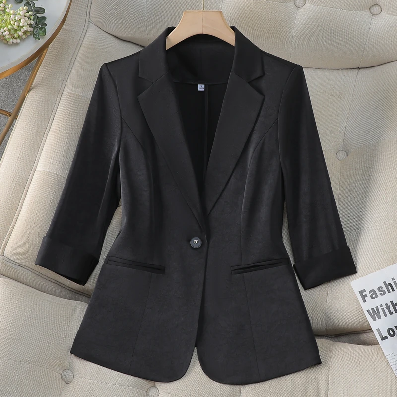 NAVIU vert clair mince costume veste pour femmes printemps été demi manches Style coréen décontracté élégant bureau dames Blazer haut