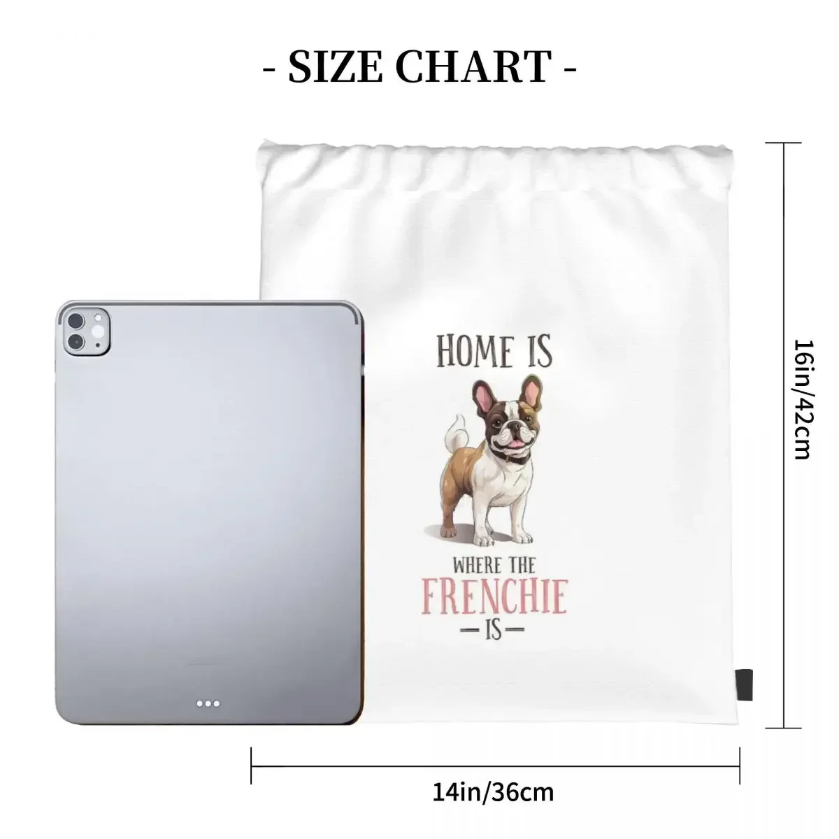 Frenchie Dog Mug Backpacks Casual Portable Drawstring Bags Drawstring Bundle Pocket Sports Bag BookBag For Man Woman School