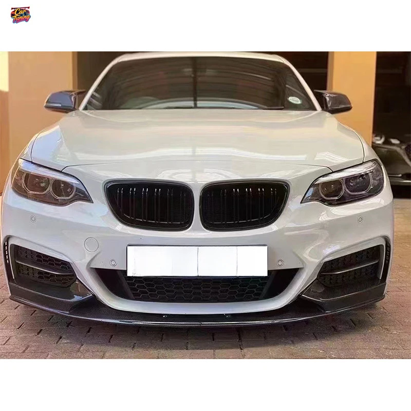 Suitable for BMW 2 Series F22 between 2013-2020, three-section carbon fiber front lip, front splitter, front spoiler