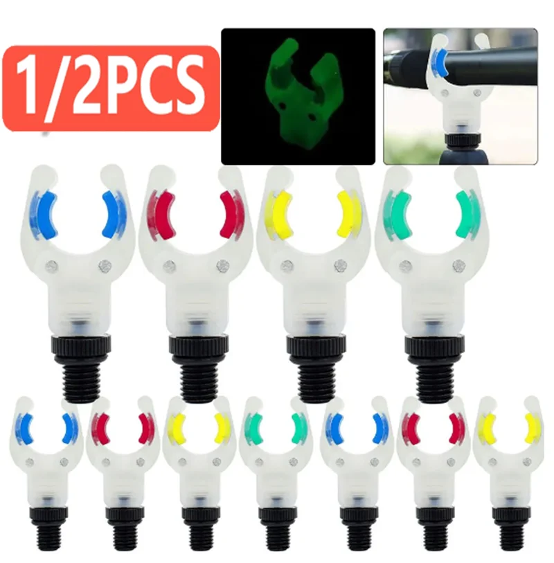 1/2Pcs Luminous Fish Rod Support Stand Heads U Shape Carp Fishing Rod Stand Rest Head Portable Holder Clips Fishing Rod Bracket