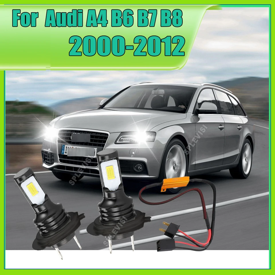 

LED Car Headlight H7 6000K Car Bulb 12V Fanless Lamp For Audi A4 B6 B7 B8 2000 2001 2002 2003 2004 2005 2006 2007 2008-2012