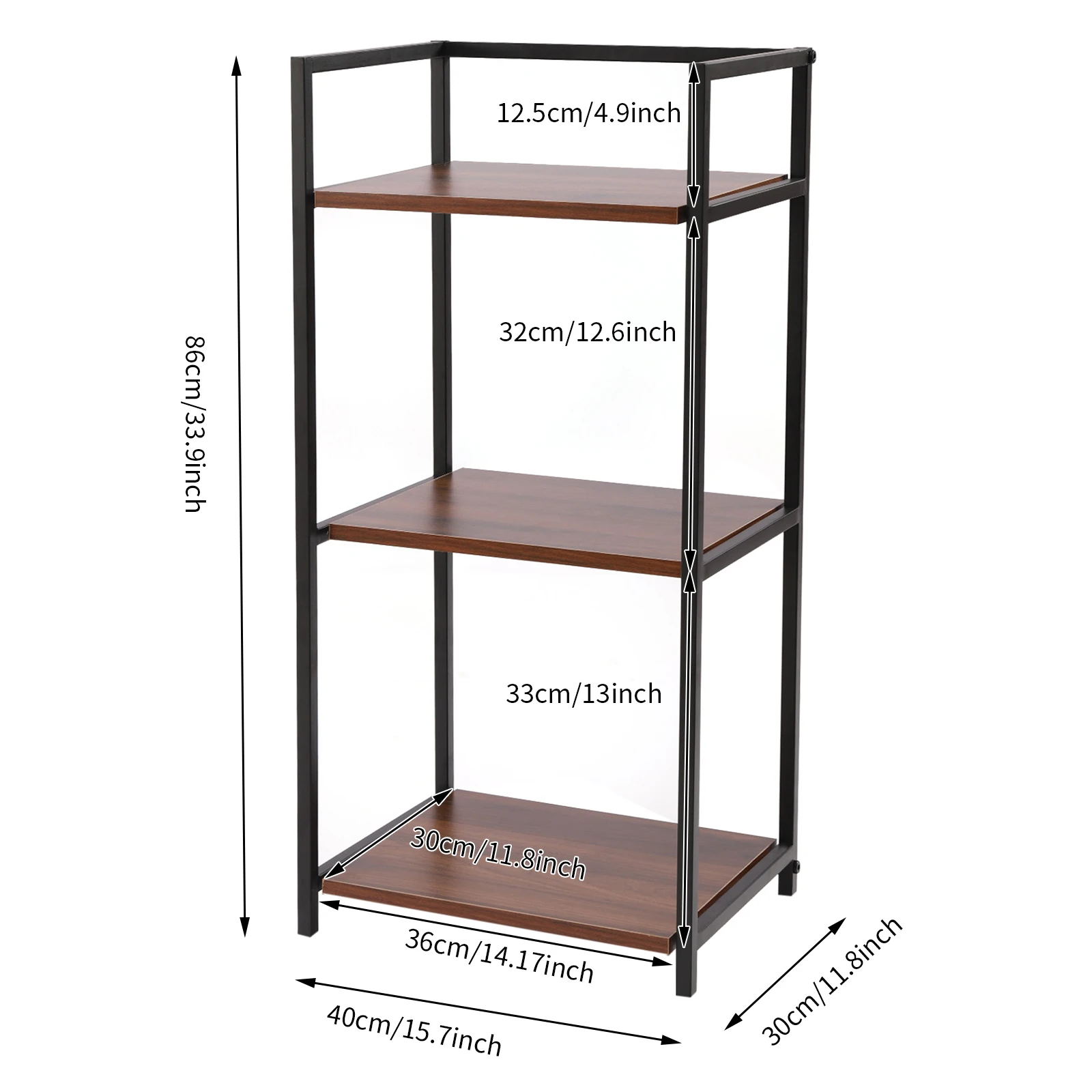 Rak Penyimpanan Printer 3 Tingkat Hitam untuk Kantor, Rak Buku Berdiri dengan Roda