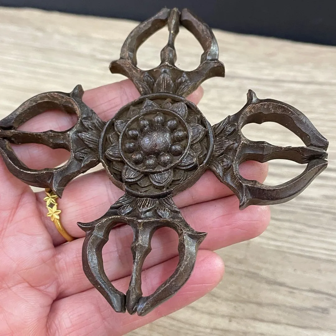 Retro Tibetan Vajra Nepalese Five-Prong Copper Ritual Item Collectible