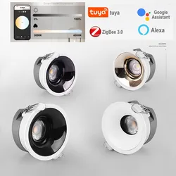 Zigbee3.0 Dimmable LED COB Spotlight Ceiling Lamp AC85-265V 7w10w12w18w24w Aluminum Recessed Downlight Round Panel lamp