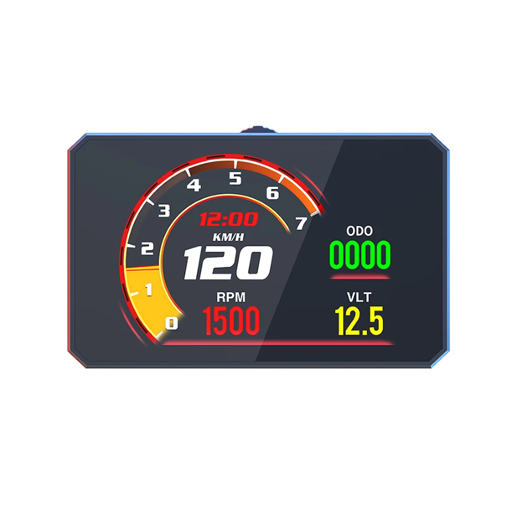 

OBD2 HUD-дисплей на лобовое стекло: умный цифровой тахометр, спидометр, бортовой компьютер, датчик температуры воды ECT