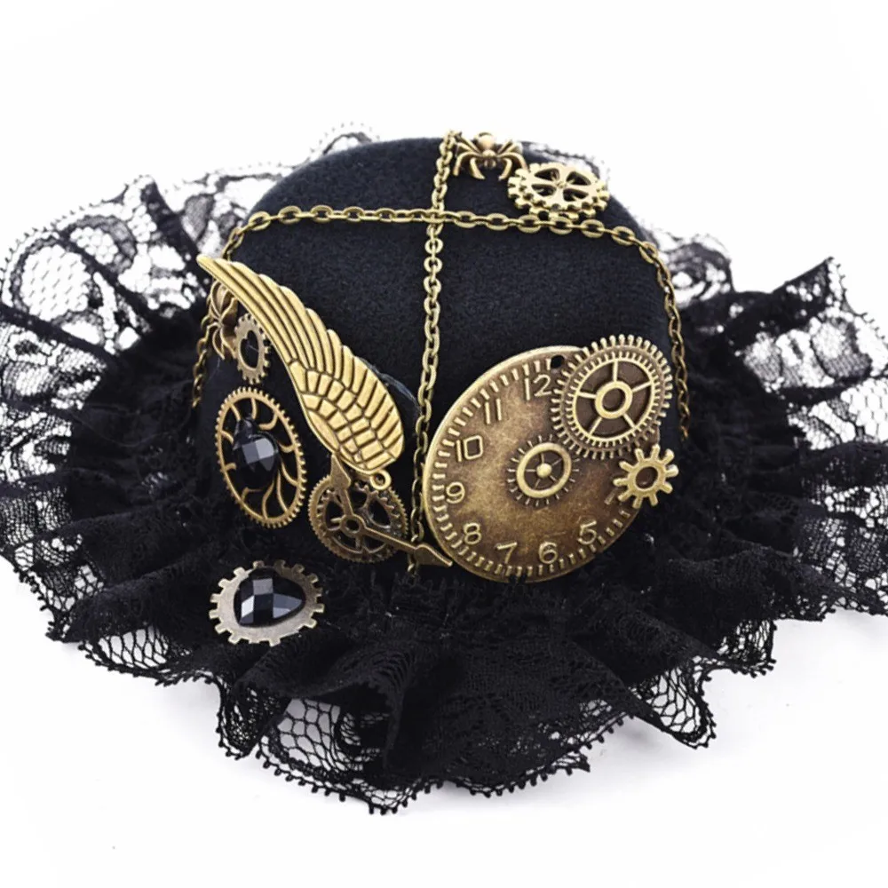 Pesenar ein Kleid Lolita Cosplay Mini Zylinder Big Bow Frauen Steampunk Haarschmuck Abschluss ball Party kleinen Hut
