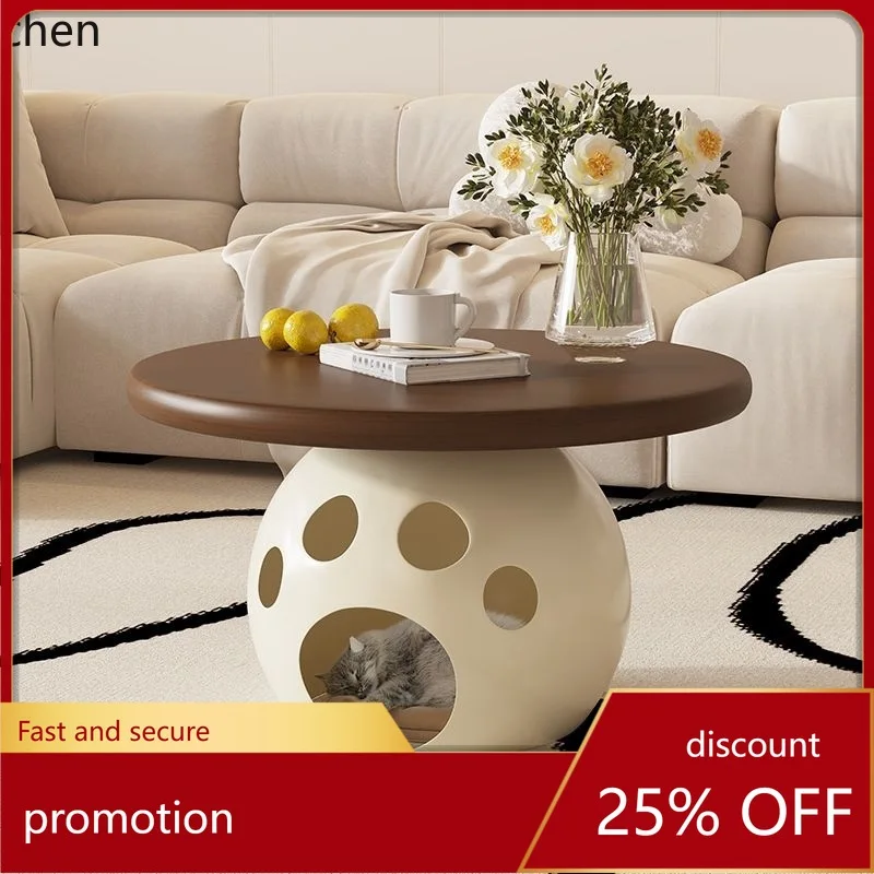 

CZ Small Apartment Rock Slab Coffee Table Home Creative Living Room Round Storage Simple Coffee Table