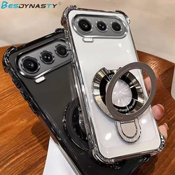 Transparent Magnetic Gyro Stand Holder Case For Honor 600 Pro 600Lite 400 Pro 400 Lite 200 Pro Airbag Shockproof Soft Back Cover