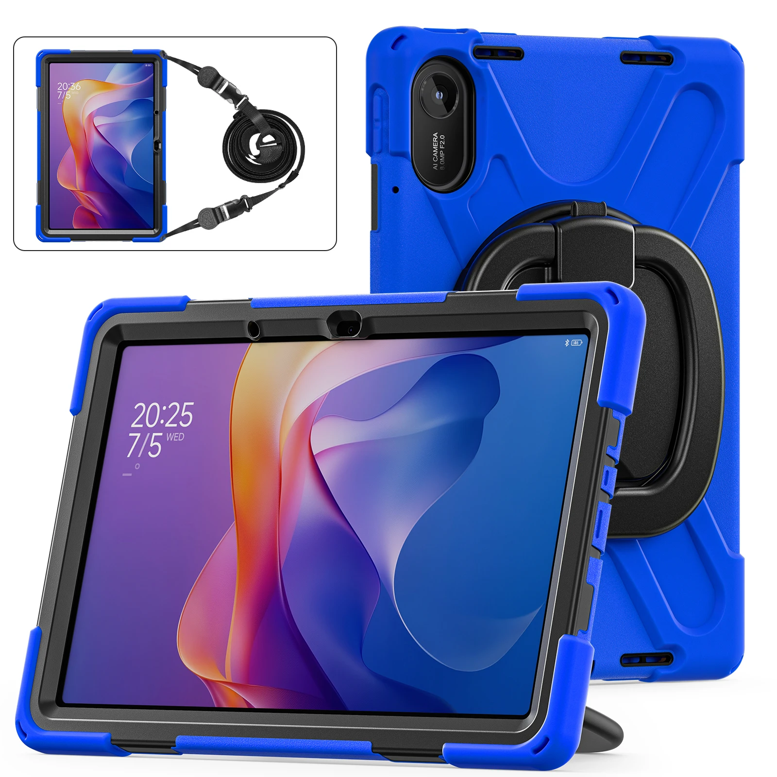 

Прочный бронированный чехол для Xiaomi Redmi Pad 2 2025 11,0 дюймов 25040RP0AG 25040RP0AI, гибридный чехол с вращающейся ручкой, шейный ремешок