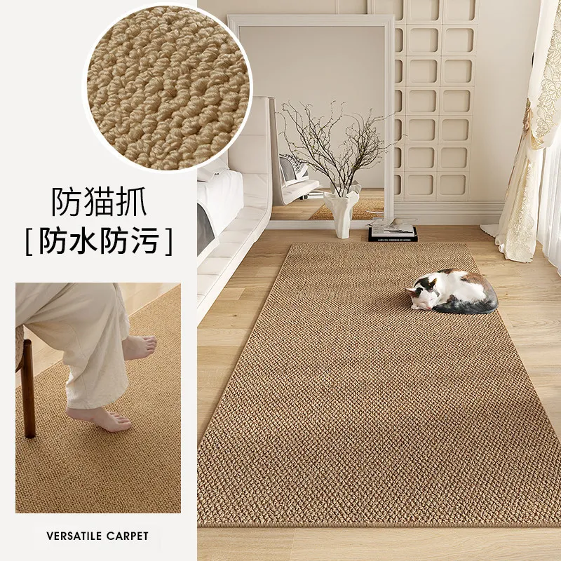 Minimalist Solid Color Faux Sisal Cat Scratch Resistant Rug Stain Proof Wear Resistant Easy Clean Carpet for Bedroom Living Room