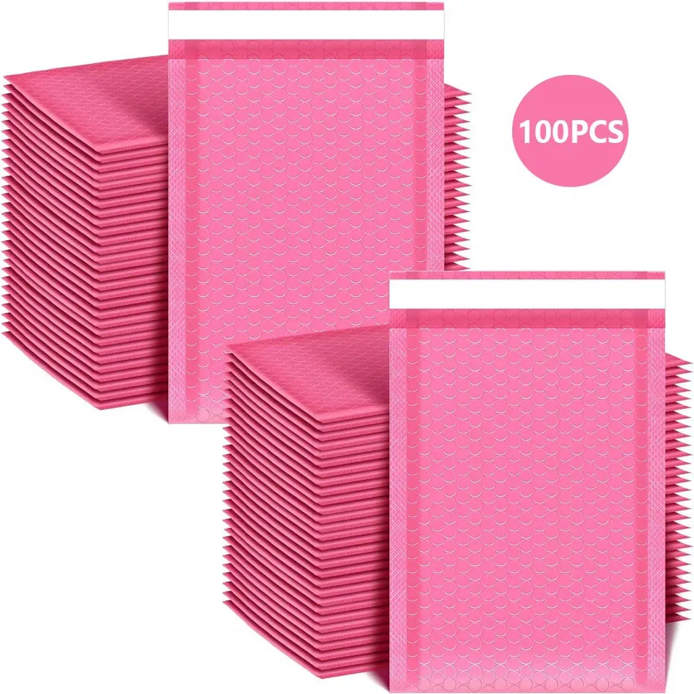 100 Pcs Envelope Sending Package Pouch Pink Bubble Mailer Packaging Supplies Small Business Delivery Envelopes Shipping Packages