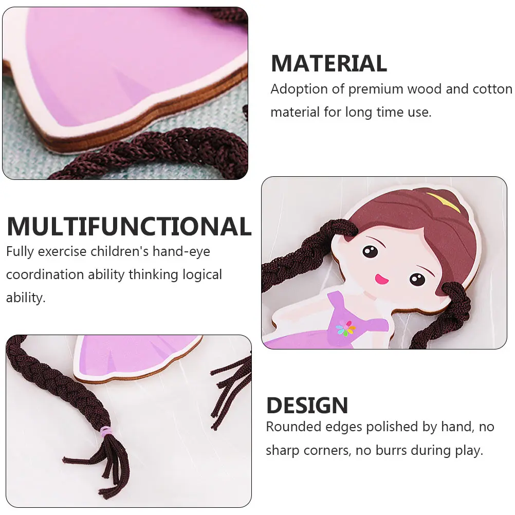 

2pcs Braids Plaiting Premium Wood Cotton Material Hand Polished Rounded Edges Creative Braiding Game Educational Plaything For