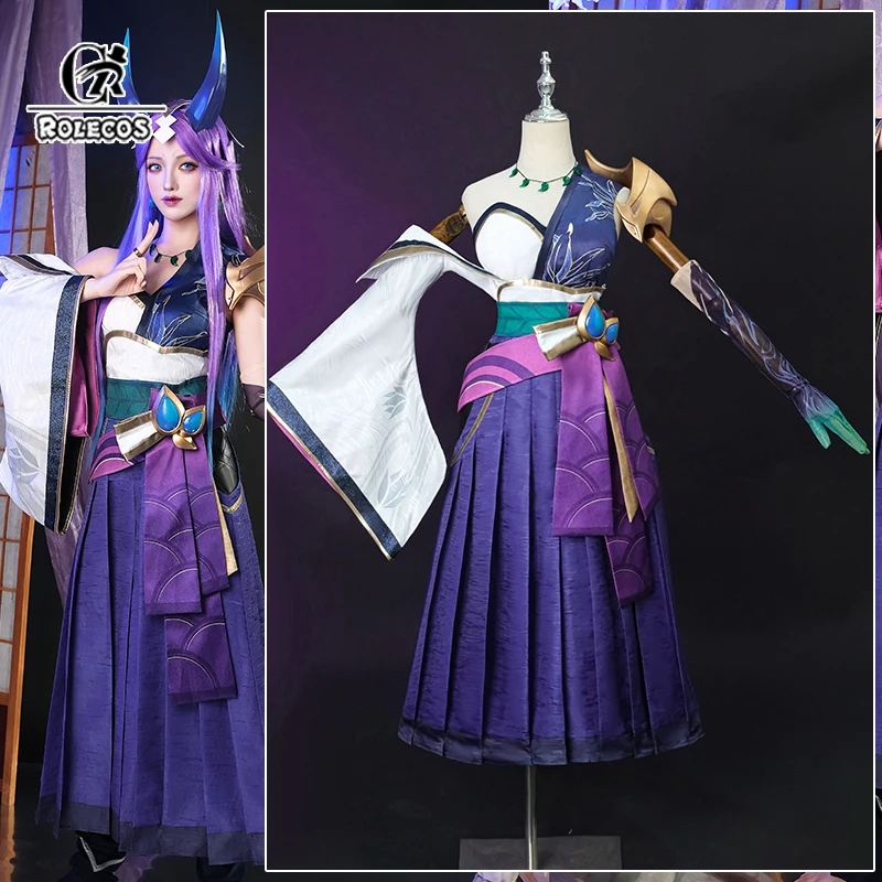 

ROLECOS Game LOL Spirit Blossom Irelia Cosplay Costume LOL Women Roleplay Irelia Purple Suit Halloween Full Set