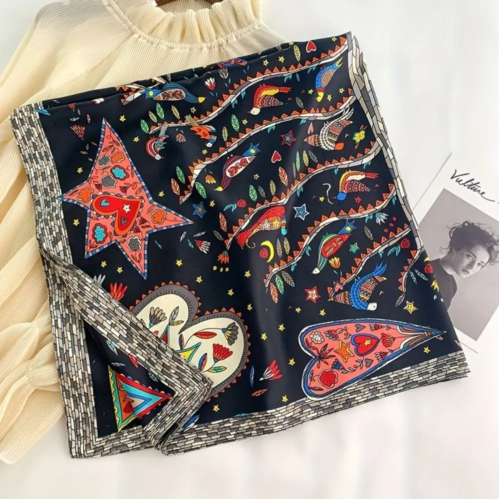 

Fashion Luxury Print Square Scarf 90*90cm Soft Head Ribbon Satin Simple Silk Scarf