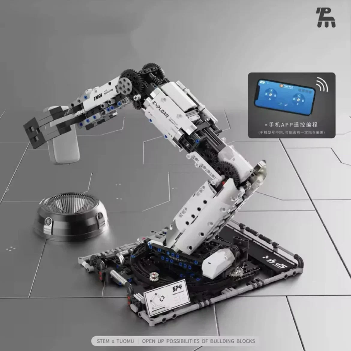 AUF LAGER MOC Kreativität Programmierung der Roboterarm Bausteine Ziegel Montage Modell Spielzeug für Kinder Geburtstag Geschenk Set