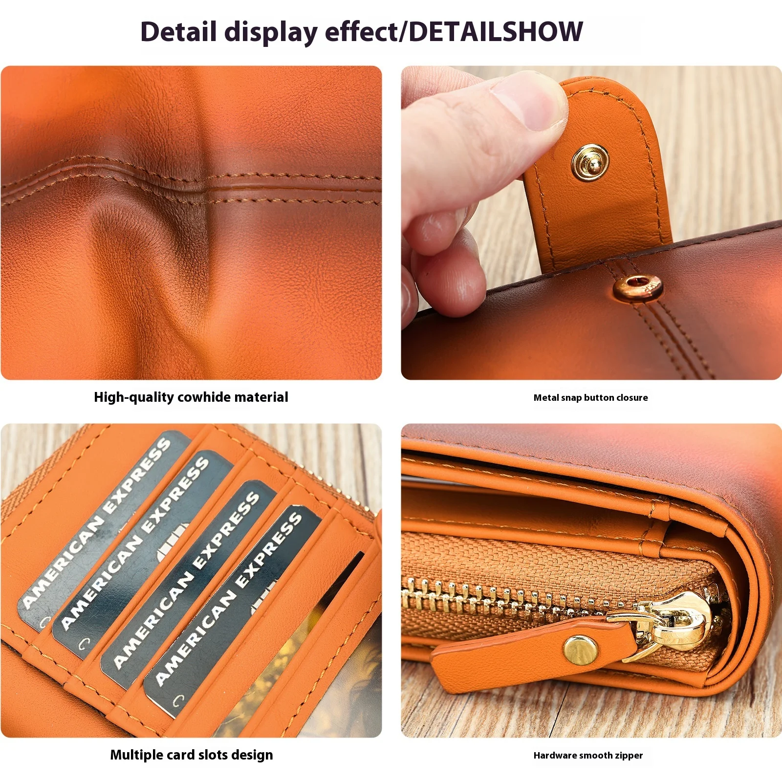 Vintage Genuine Leather Men's Wallet with RFID Blocking Zipper Coin Purse Multi Card Holder