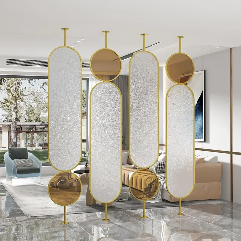 Changhong Glass Partition Wall Light Luxury Stainless Steel Screen Rotating Living Room Office Beauty Entrance Blocking