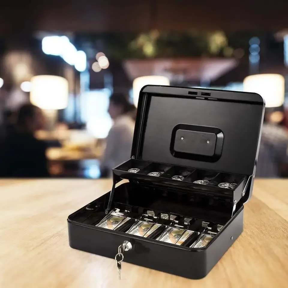 Double Layer Metal Cash Box with Drawer for Supermarket Store Cash Register