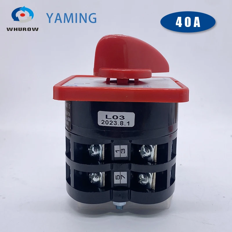 40A 7.5kw 380V Two Layers OFF-ON Universal Rotary Cam Changeover Switch Silver Contact Red HZ5-40/7.5 L03