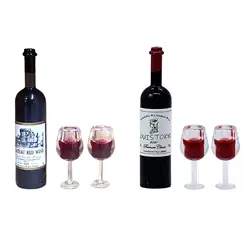 1/12 Scale Dollhouse Wine Bottle Cups Scenery Supplies Dollhouse Accessories for Dollhouse Bars Living Room Kitchen Home