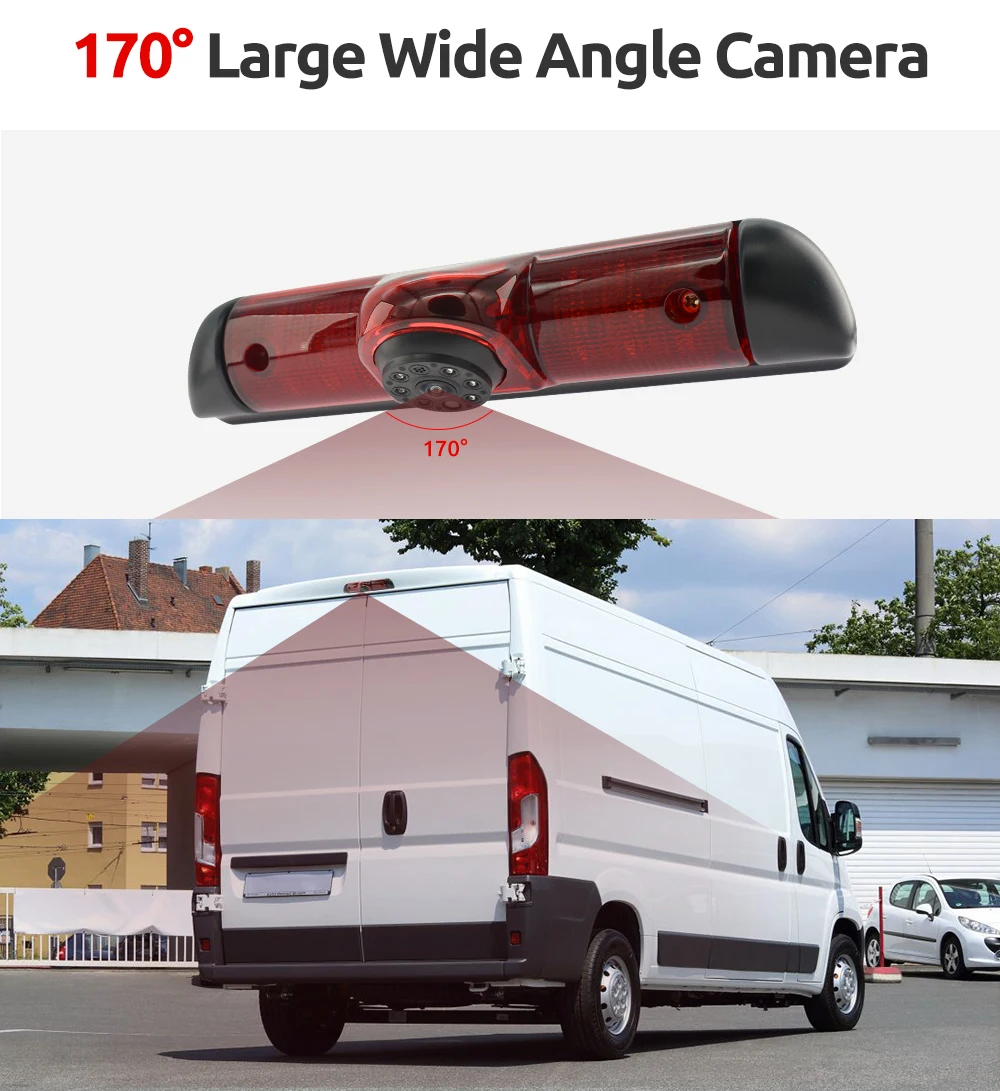 Bileeeko 170 degree Rear View Brake Light Camera & 7 Inch Monitor For Fiat Ducato | Citroen Jumper| Peugeot Boxer 2006-2015