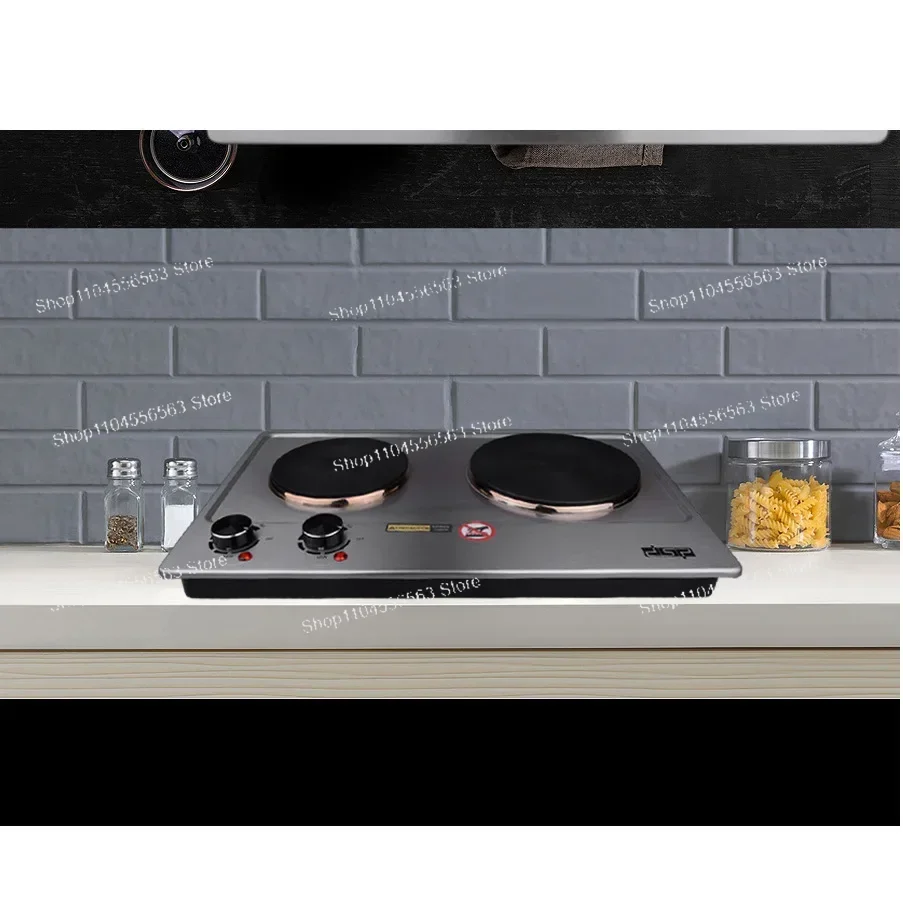

Double Burner Electric Hot Plate Stainless Steel High Power Adjustable Temp for Home & Office with Safety Protection
