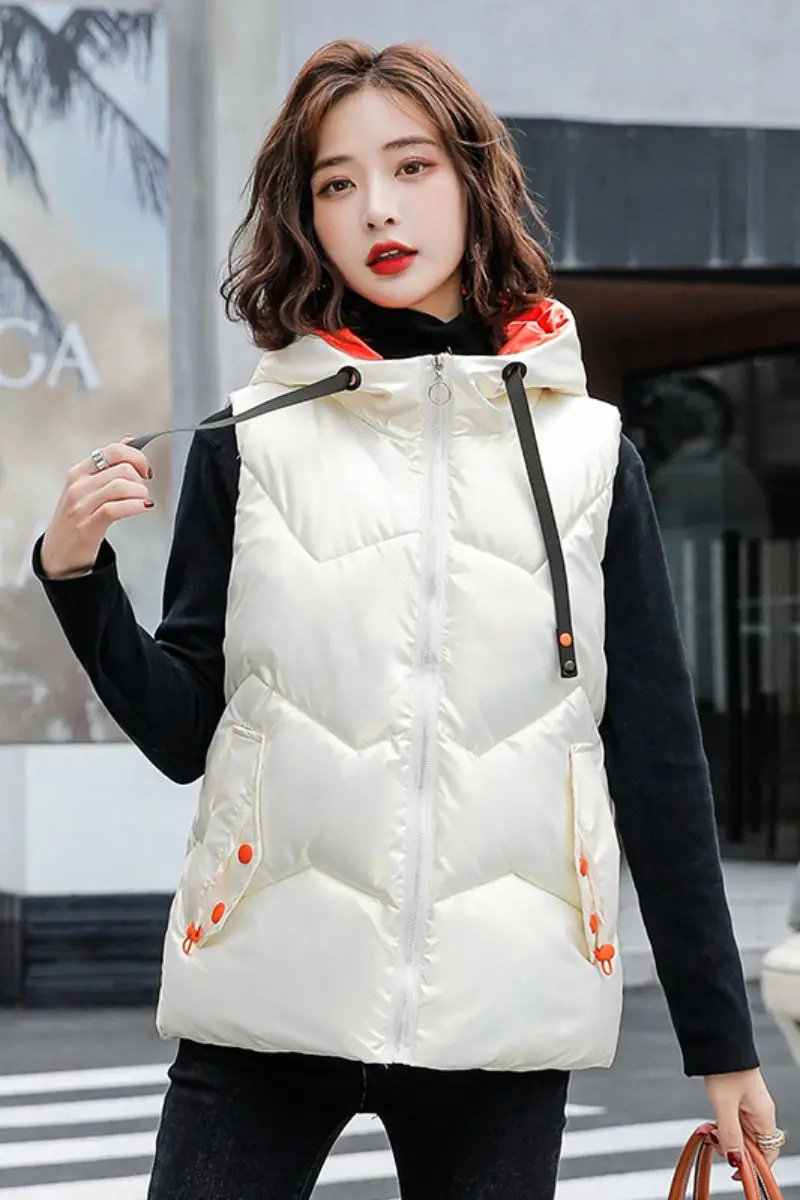 Multi Color Optional Down Cotton Vest For Women Autumn And Winter Korean Coat Loose Thickened Outer Wear Waistcoat Jacket T1100