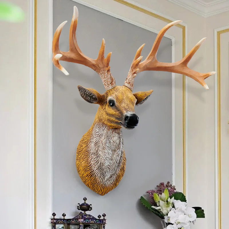 

Creative Resin Deer Head Wall-hung Decoration Reindeer Antlers Sculpture Wall-hung Art Home Living Room Bedroom Decoration