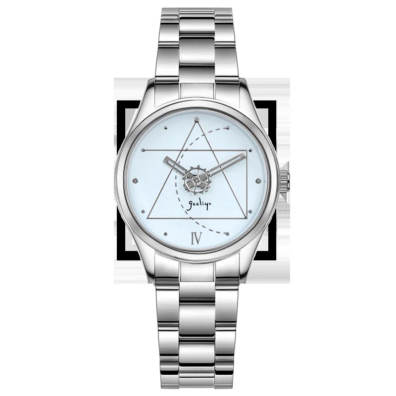 التجارة الخارجية الهندسية حزام الصلب ساعة كوارتز طالب ساعة الموضة تصميم الشعور ساعة تروس بسيطة للنساء #5