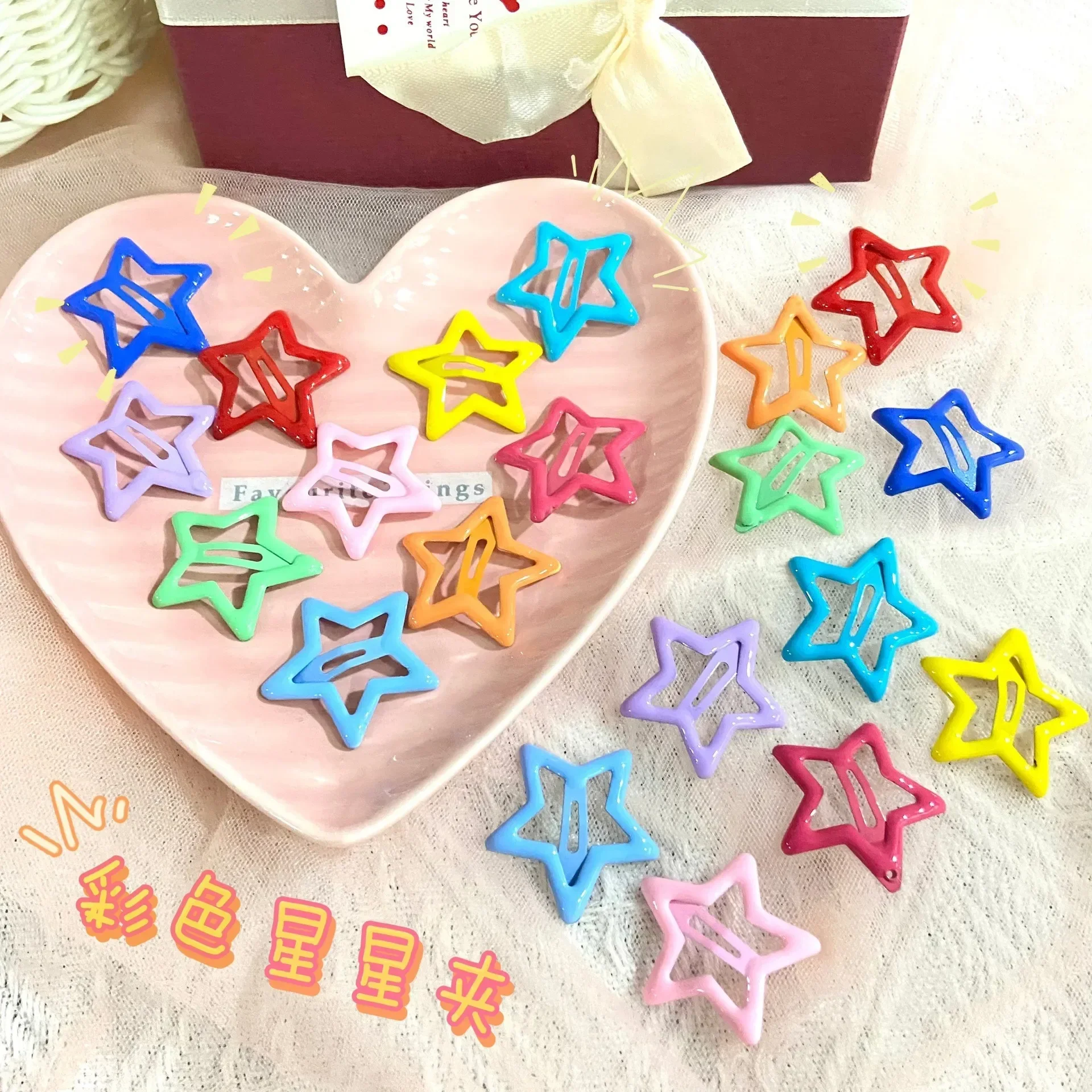 10pcs Colorful Star BB Hair Clips Girls Y2K Cute Star Barrettes Women Simple Metal Snap Clip Headdress Hair Jewelry Accessories