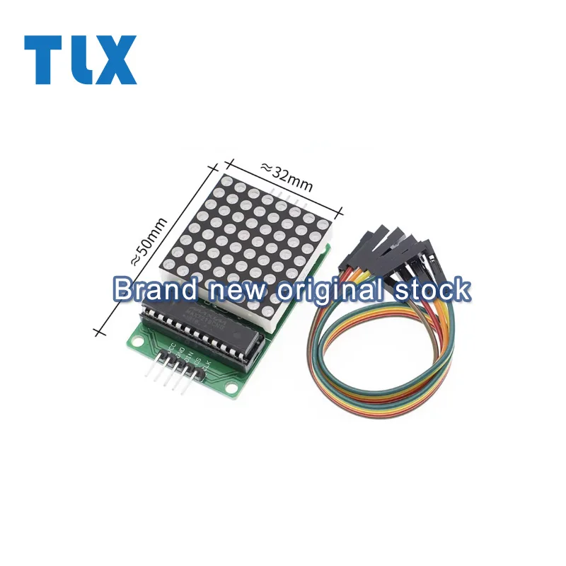 Módulo de matriz de puntos MAX7219, módulo de control, módulo SCM, módulo de visualización, línea de alimentación, 5 uds.