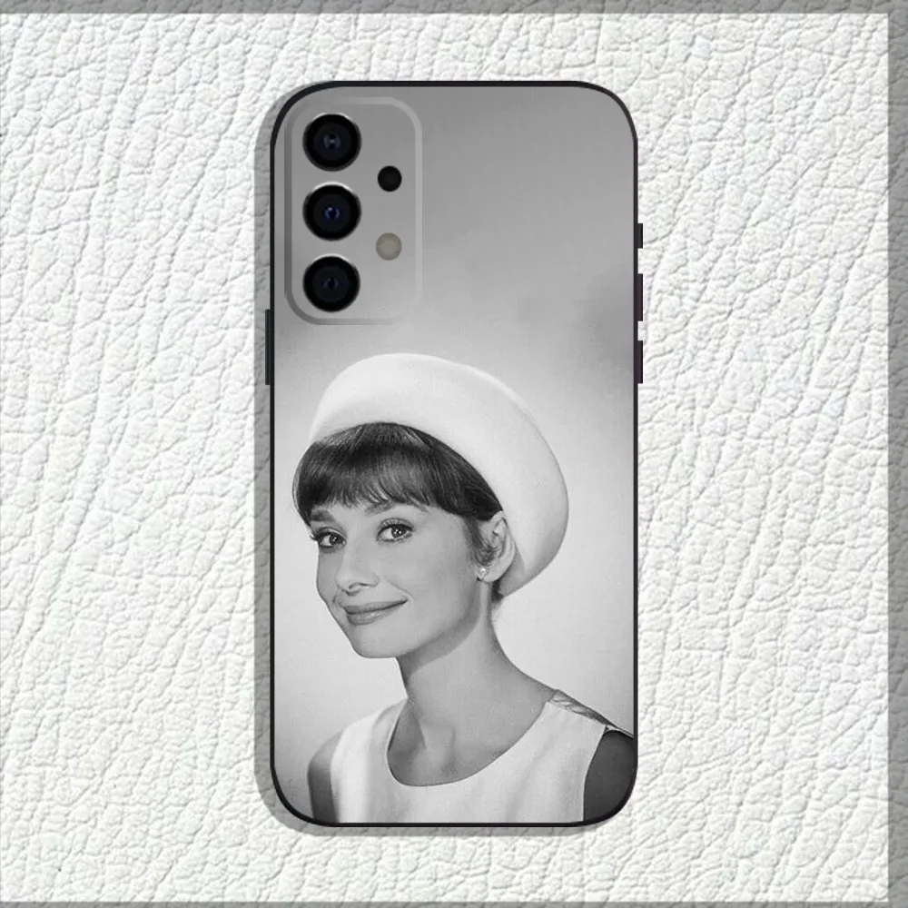 Aktor a-audrey casing ponsel h-hepburn, pelindung ponsel hitam lembut untuk Samsung Galaxy A13,A21s,A22,A31,A32,A52,A53,A71,A80,A91