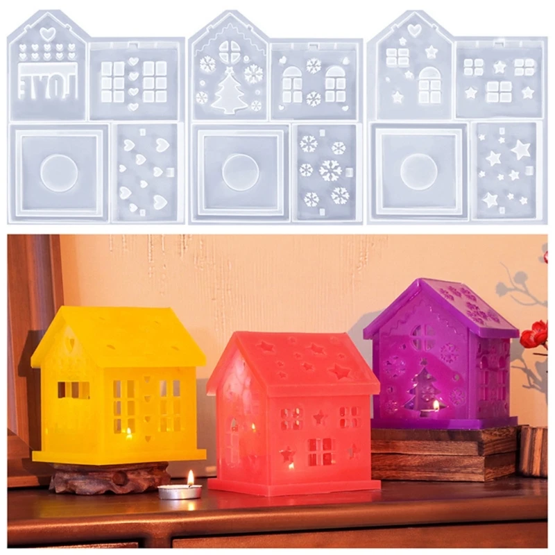 

Multipurpose Christmas Cottages Sturdy Silicone Castes Mold Set Craft Supplies Festival Accessory for Enthusiasts