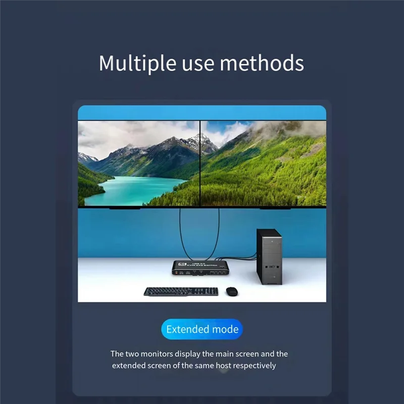 

Переключатель ELECT-KVM с двойным экраном и переключателем высокого разрешения 4K при 60 Гц Разъем для наушников 3,5 Аудио и интеграция USB 3.0 Легкий вход