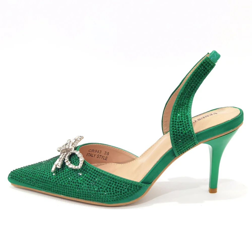 Venus Chan-Ensemble de Chaussures et Sac à Talons Hauts pour Femme, Vert, Jolie tu, Flash, Diamant, Décoratif, Élégant, Délicat, ix, Dames, Dernier, Nouveau, 2023