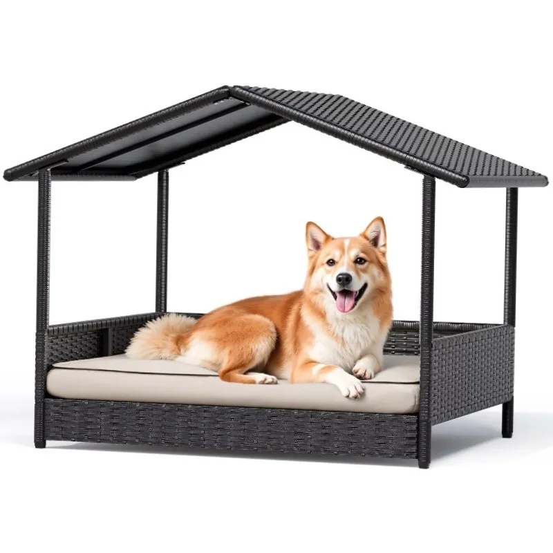 

Dog House for Small/Medium Dogs Outdoor Indoor Elevated Dog Shelter Pet Bed with Cushion