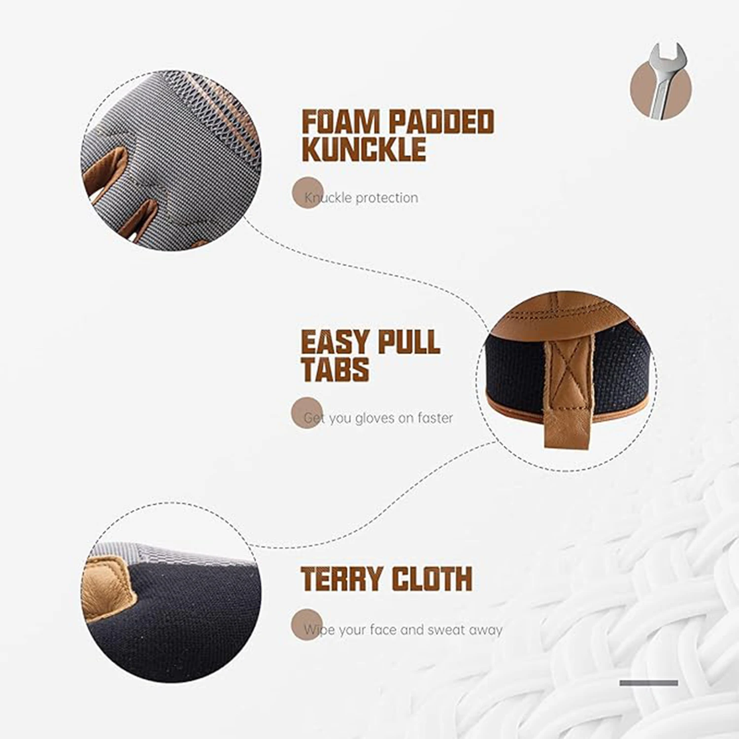 HANDLANDY Breathable Soft Full grain cowhide gloves Anti-slip Touch Screen mechanic working safety leather gloves