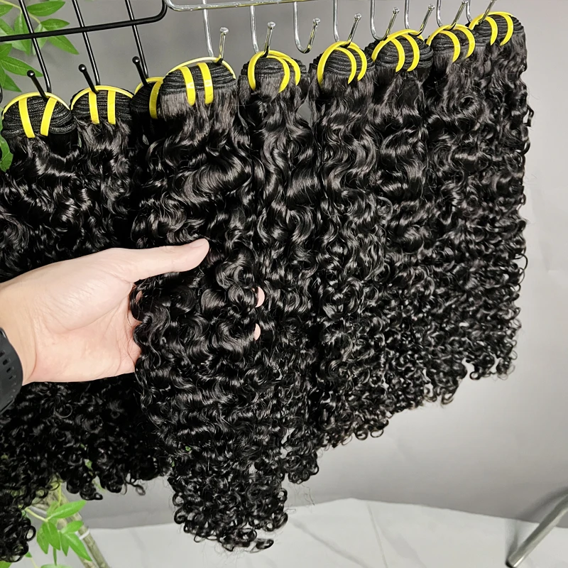 Unbehandeltes Burmesisches Lockiges Echthaar-Bündel Vietnamesisches Rohes 100% Echthaar-Extensions für Frauen Federnde Locken Natürliche Farbe # 1B – Detail 5