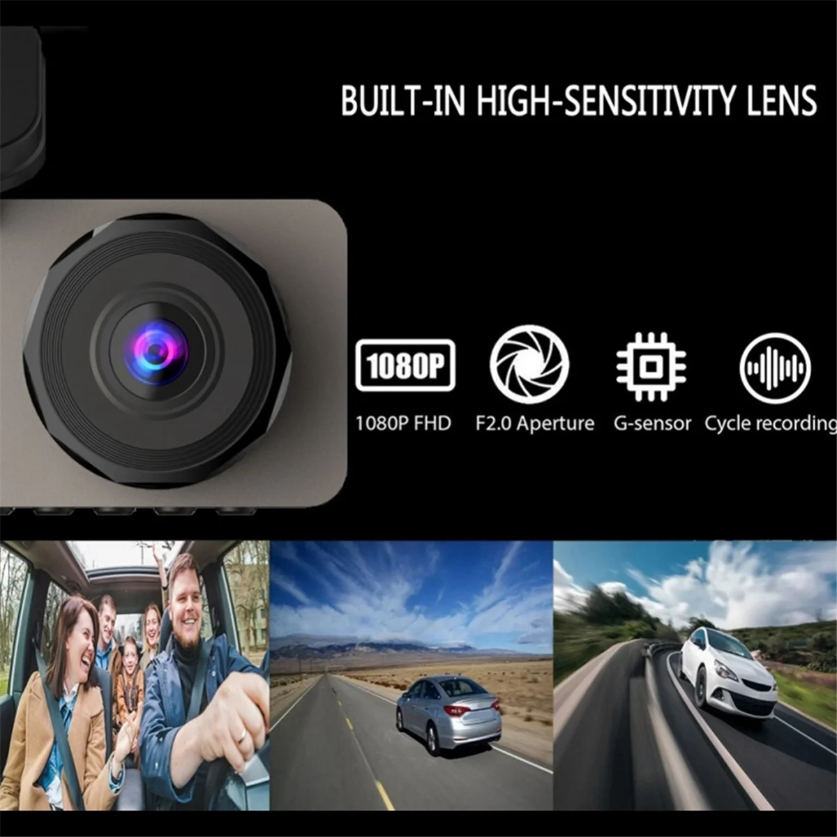 3 Channel Dash Camera for Car, 1080P HD Car Camera Front Rear, Night Vision, 170°Wide Angle, Loop Recording -X64A