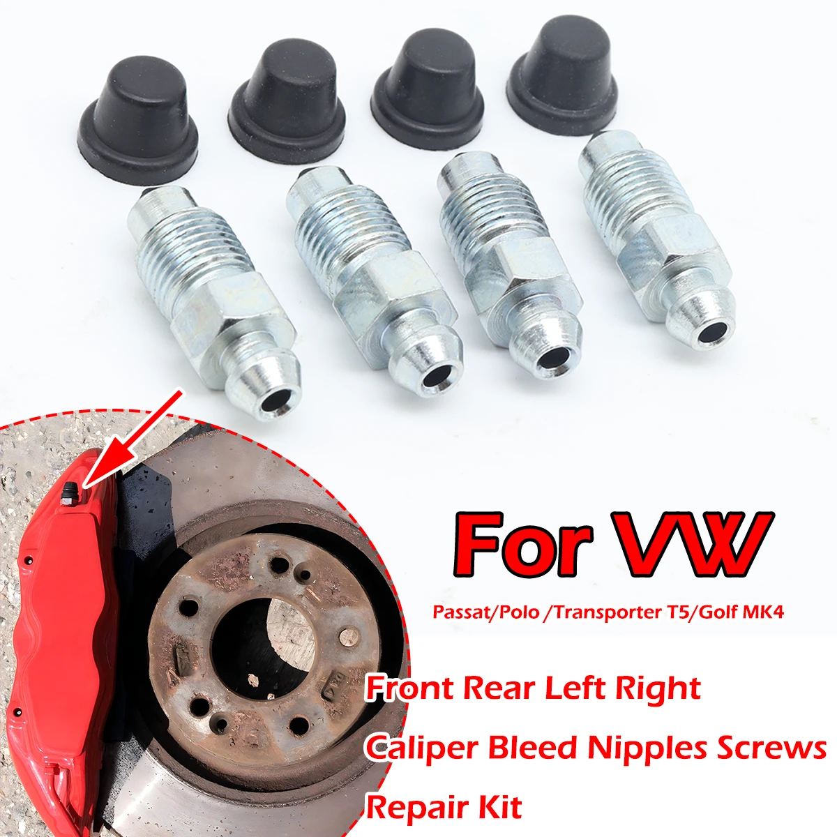 

Front Rear Caliper Bleed Nipples Screws Repair Kit Replacement Accessories For VW Golf MK4 Passat MK5 Polo 6R 6C Transporter T5