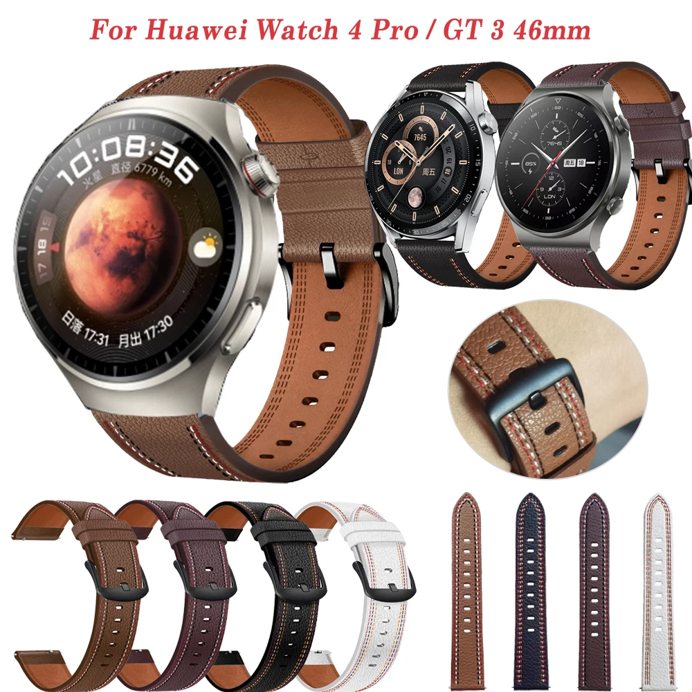 Watch 4 Pro Leather Band 22mm Strap For Huawei Watch GT2 GT 3 46mm Smart Watch Wristbands GT 2 GT3 Pro 46mm Bracelet Accessories