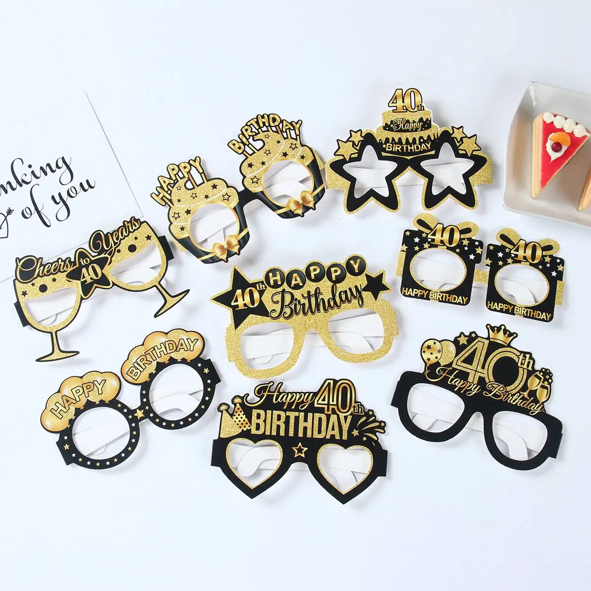 Black Gold Birthday Paper Glasses Happy 18th 40th 50th 60th Birthday Party Decoration 18 40 50 60 Year Party Supplies Photo Prop images - 6