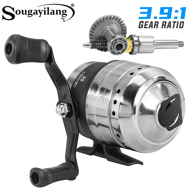 Sougayilang Bullet Type Fishing Reel Casting Hand Wheel 3.9:1 Shooting Closed Fish Reel with Line Outdoor Hunting Fishing Wheel