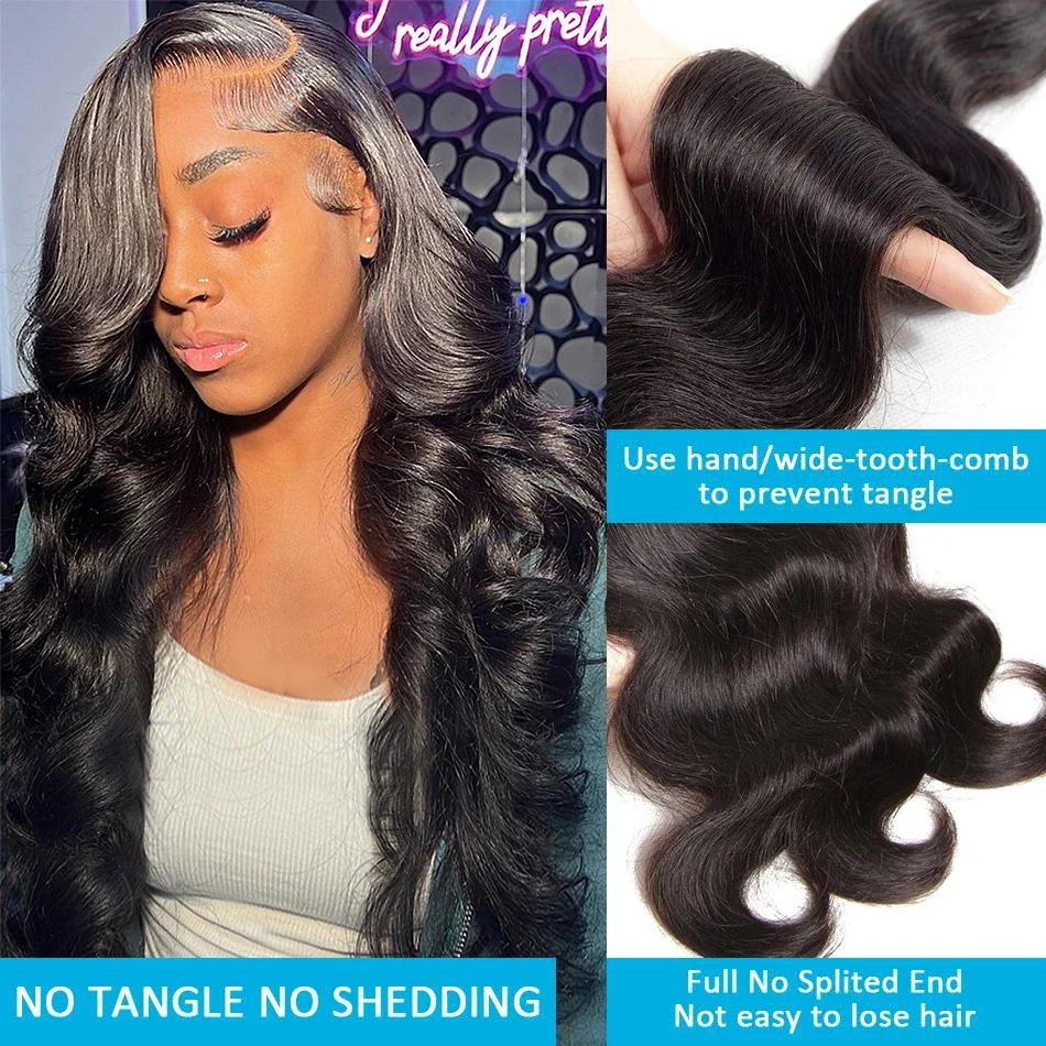 Glueless Body Wave Wig 100% Unprocessed Human Hair Wear And Go 13x4 HD Transparent Lace Frontal 180 Density 18 24 28 36 Inch Natural Color Daily Style