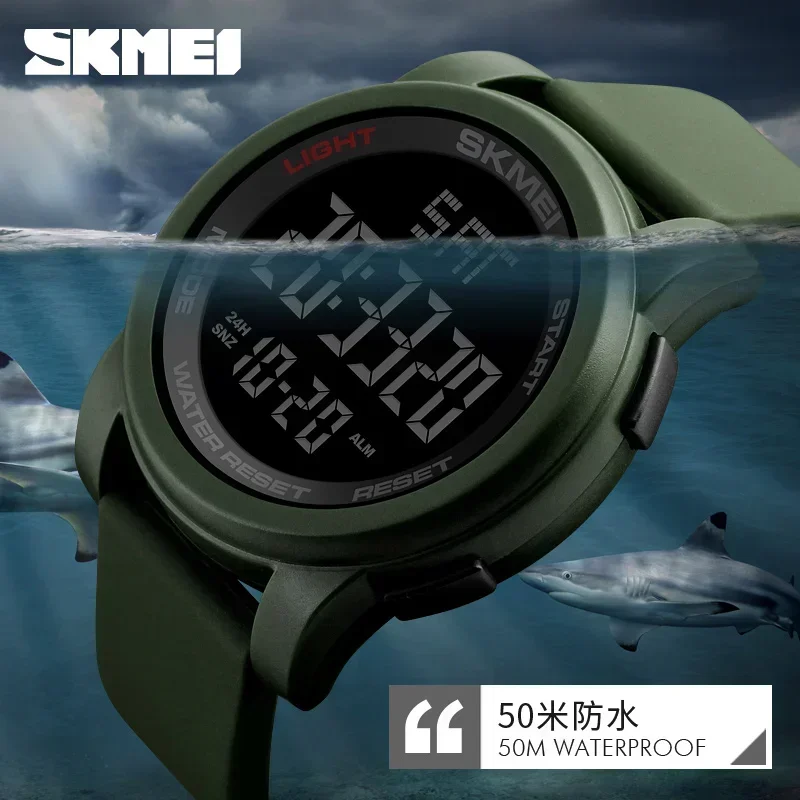 Skmei 1257 Reloj Hombre Sporthorloge Mannen Wekker 5bar Waterdichte Horloges Multifunctioneel Digitaal Horloge