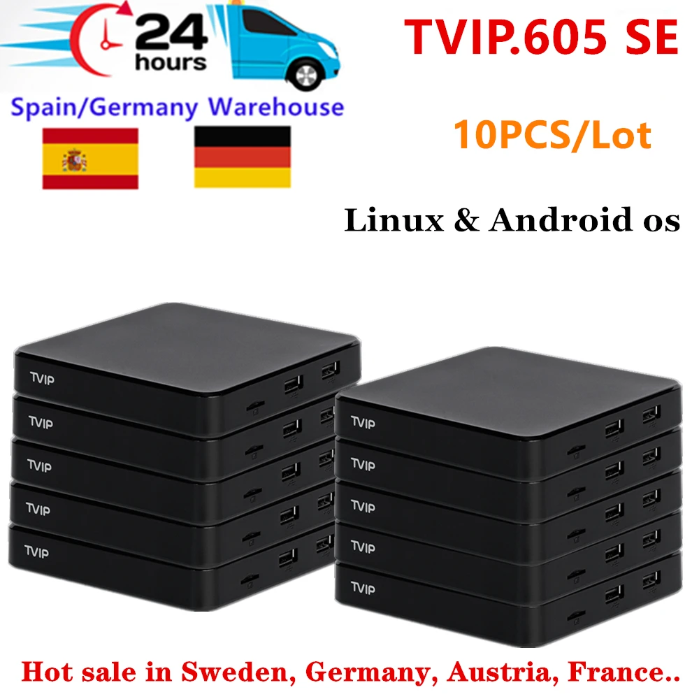 10PCS Original TVIP 605 SE Smart TV Box Linux and Android Dual System Set Top Box 4K ULTRA 5G / 2.4G WiFi Ultra Stock in Germany