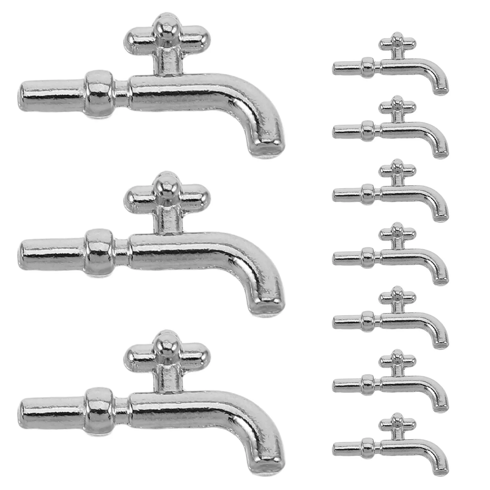 

10Pcs Exquisite Miniature Faucet for Dollhouse Bathroom and Kitchen Realistic Fake Tap Decor Vivid Micro Landscape Decoration