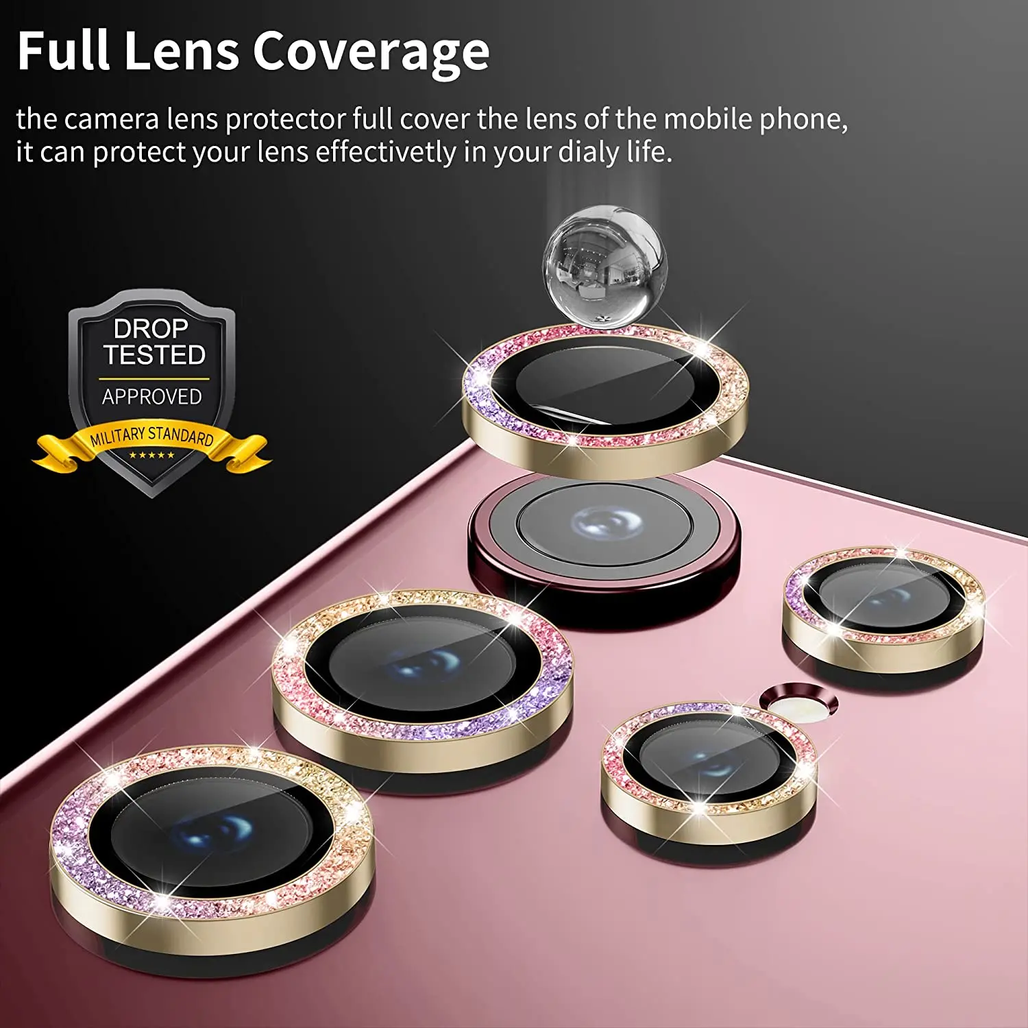 Voor Samsung Galaxy S24 Ultra Cool Kleur Diamant Glas Drop-Proof Telefoon Camera Beschermhoes Geschikt Voor Samsung S23 Ultra