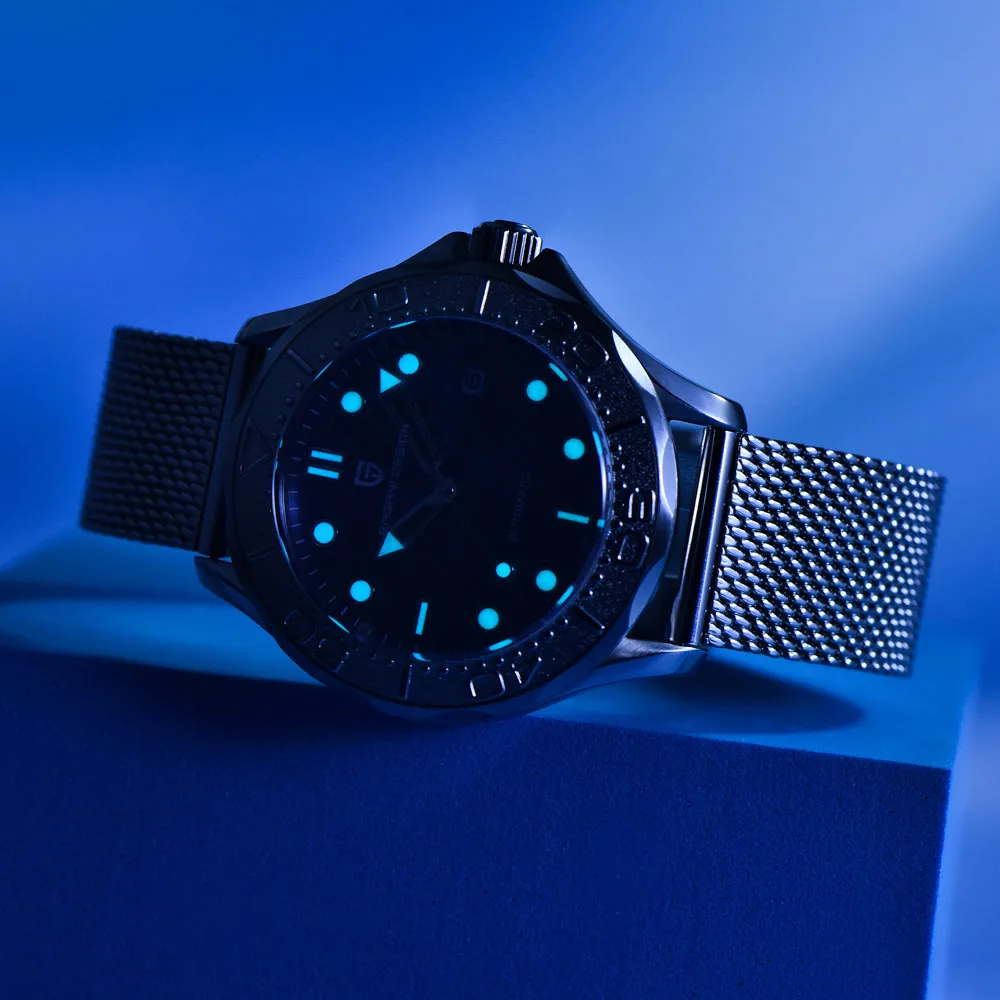 PAGANI DESIGN 2025 جديد ساعة معصم ميكانيكية للرجال تنقش الغوص الحافة ساعات رجالية ساعة أوتوماتيكية للرجال 100 متر مقاوم للماء