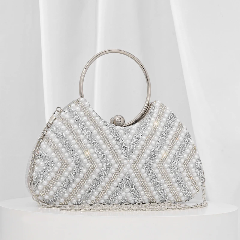 

Женская элегантная вечерняя сумка с жемчугом, модная роскошная свадебная сумка-клатч с бисером, вечерние, выпускной, банкетное платье, кошелек, сумка